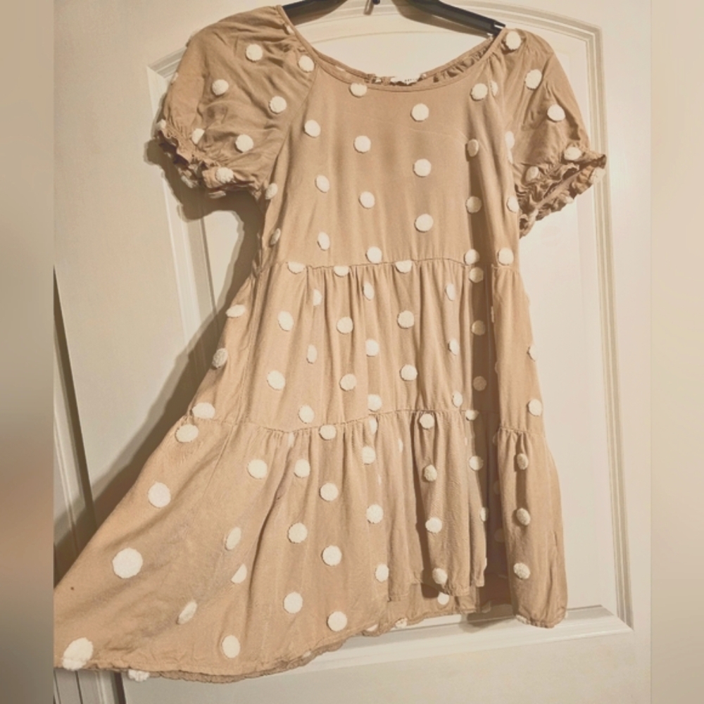 Blu Pepper Tan Polka Dot Midi Dress